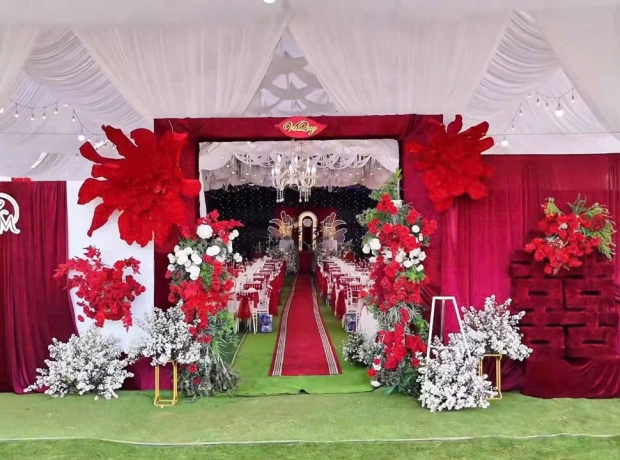 Trang trí cổng hoa Tone đỏ 001