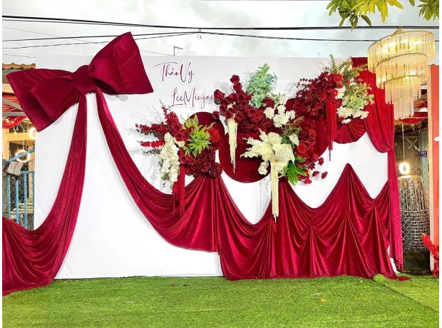 Trang trí cổng hoa Tone đỏ 002