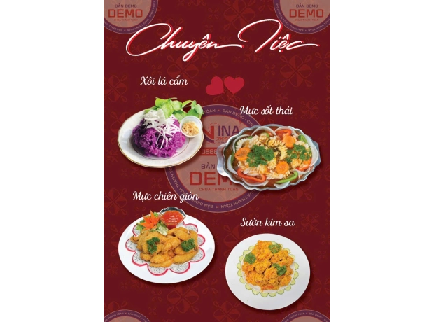 Xôi Lá Cẩm - Mực Sốt Thái - Mực Chiên Giòn - Sườn Kim Sa