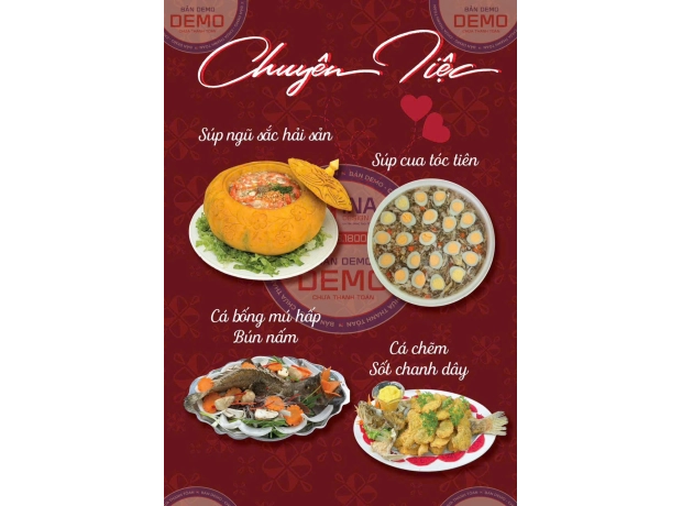 Súp Ngũ Sắc Hải Sản - Súp Cua Tóc Tiên - Cá Bống Mú Hấp Bún Nấm - Cá Chẻm Sốt Chanh Dây